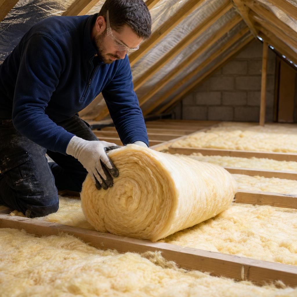 Pre-cut blanket insulation installed in a loft space