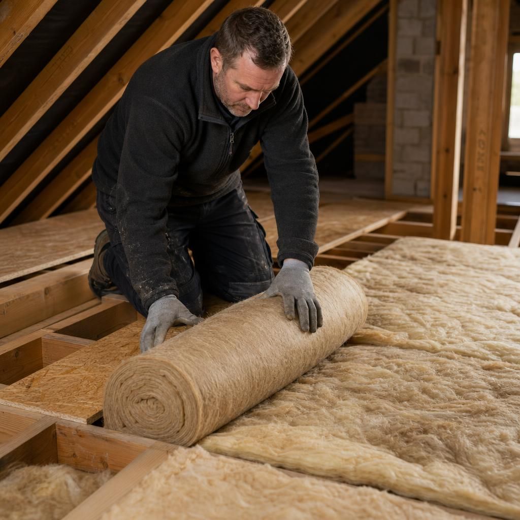 Loft area showing energy-efficient insulation