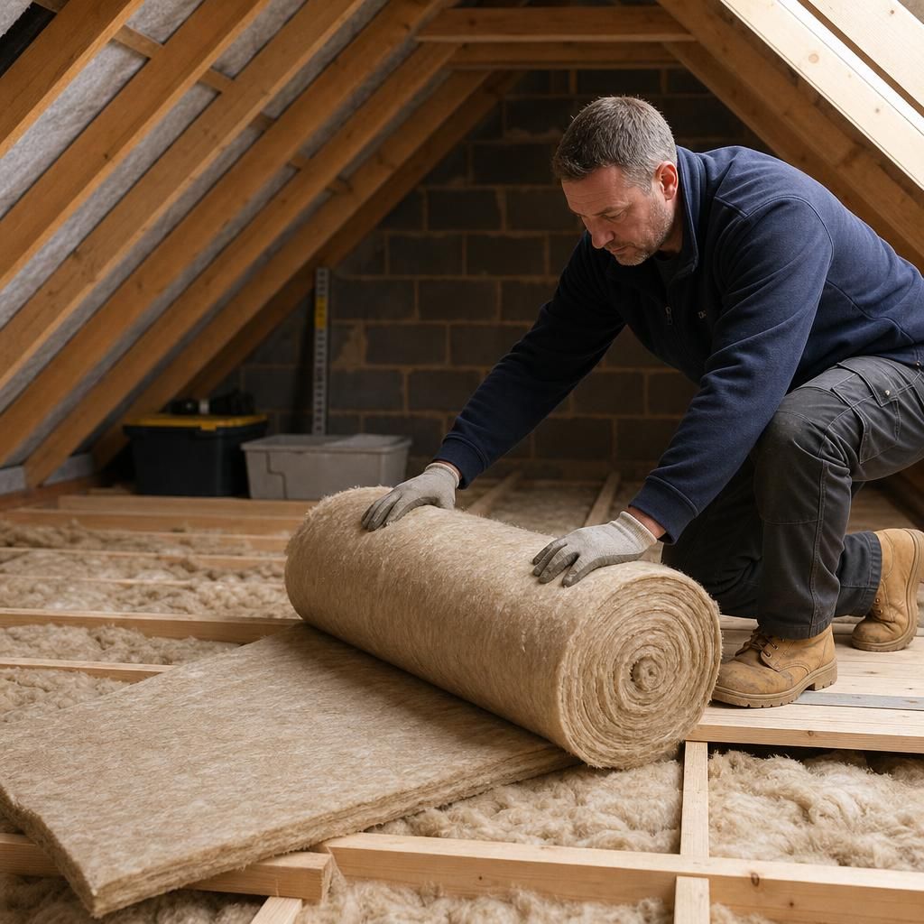 Loft insulation rolls stacked