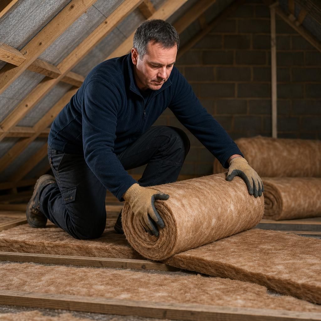 Person installing loft insulation