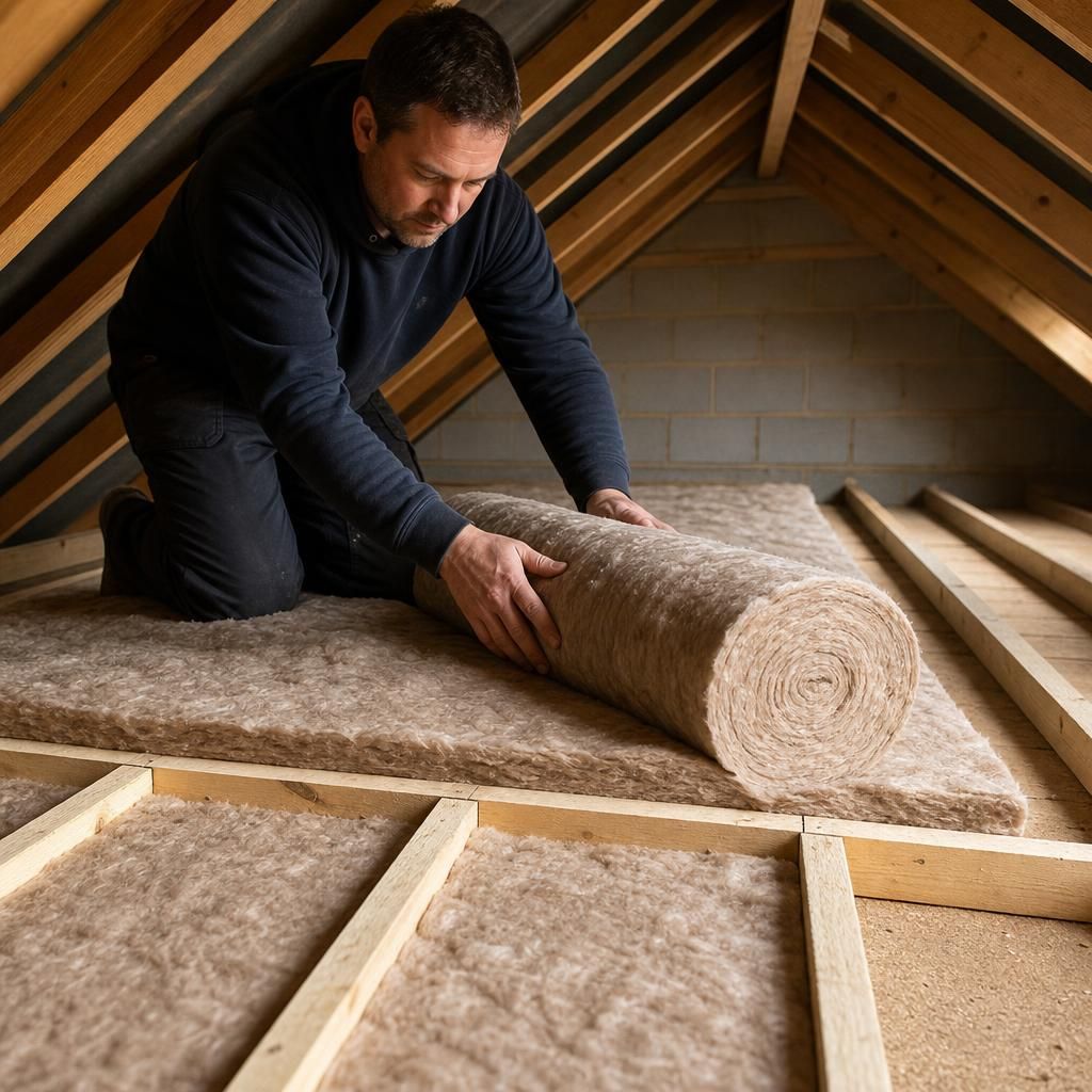 A section of a loft with raised boarding and insulation