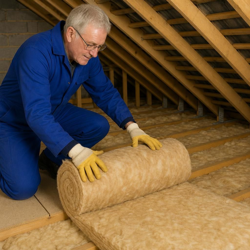 Blown-in loft insulation being applied