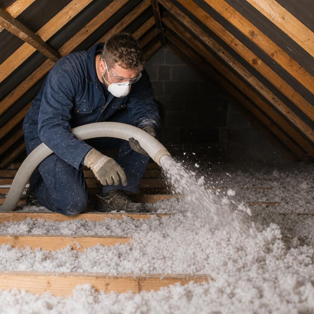 Visual diagram of thermal flow in a house with insulation