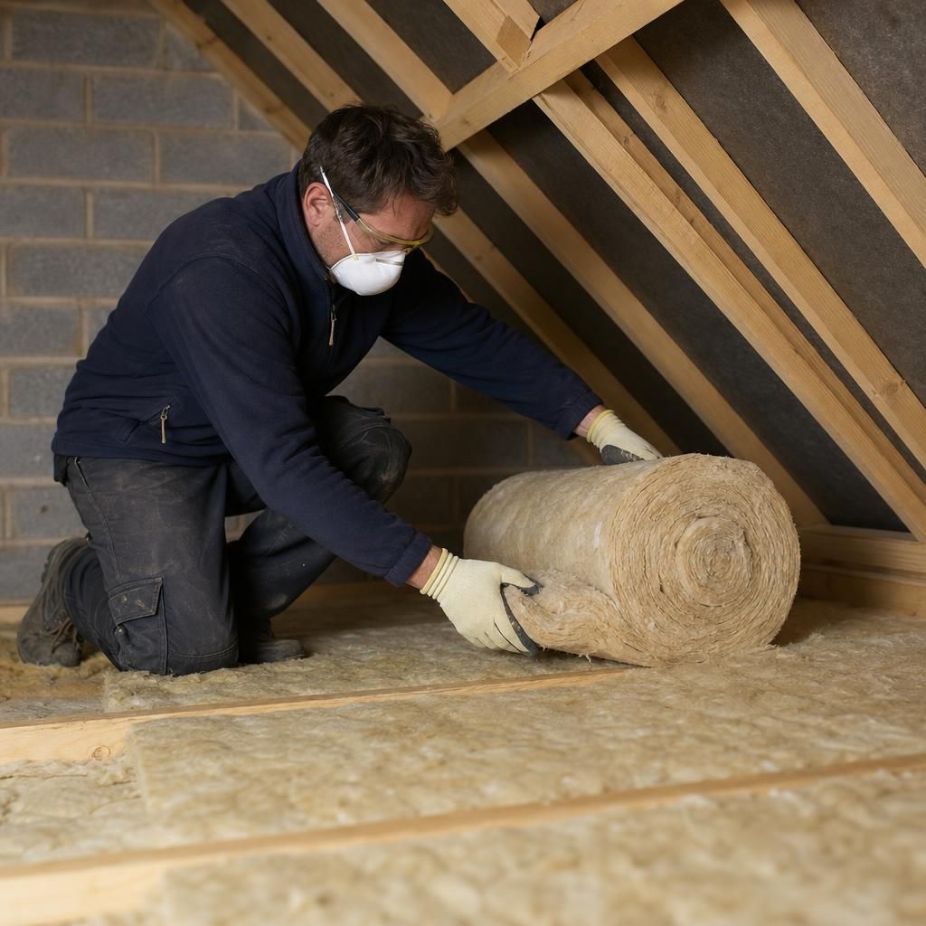 Roll of fibreglass insulation