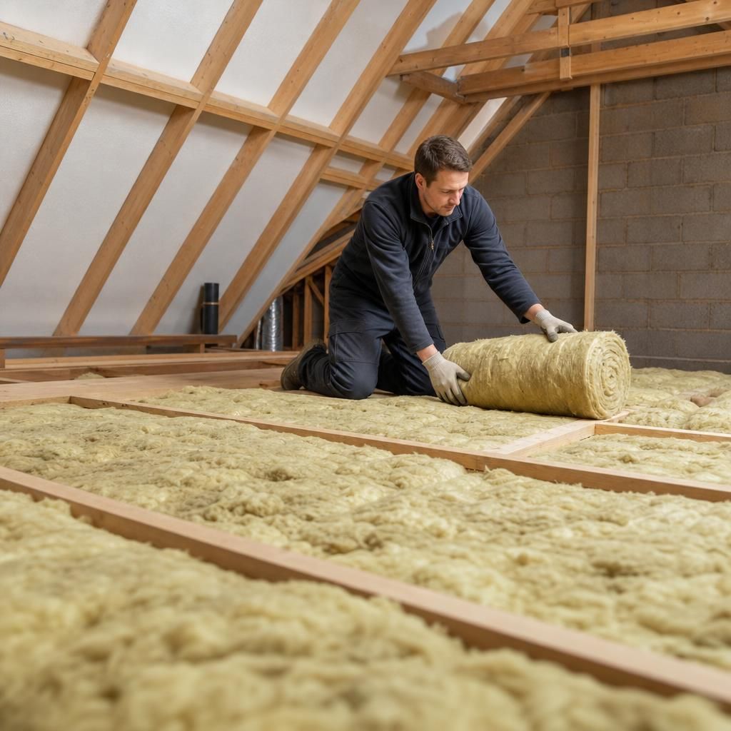 Close-up of basalt mineral wool insulation