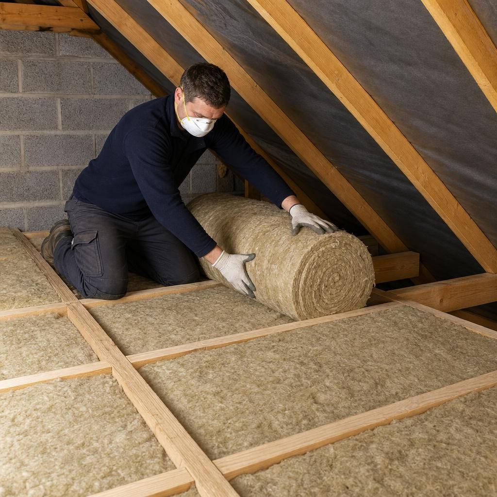 Installing mineral wool between loft joists