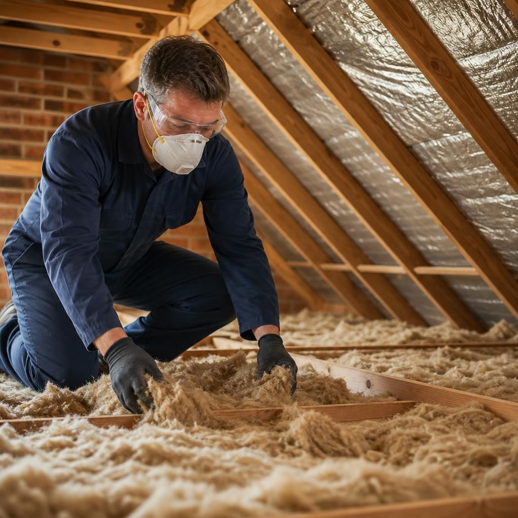 Close-up of spray foam insulation being applied in a loft