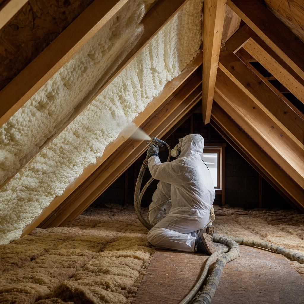 Mineral wool insulation being placed in a loft