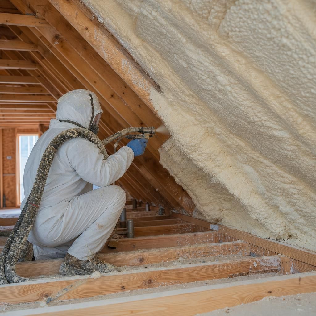 Spray Foam Being Applied in Loft
