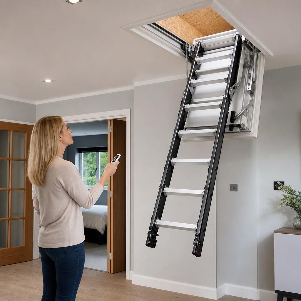 Safety features of electric loft ladders