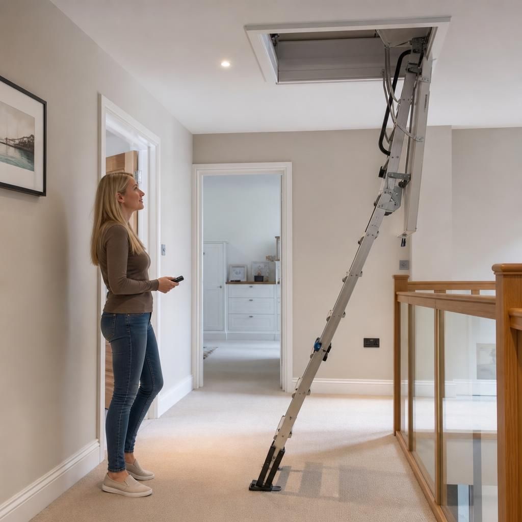 Aluminium Telescopic Loft Stairs Extended