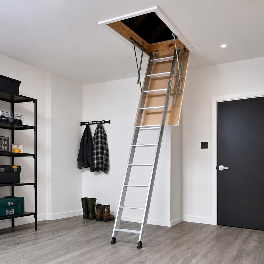 Close-up of aluminium loft ladder material