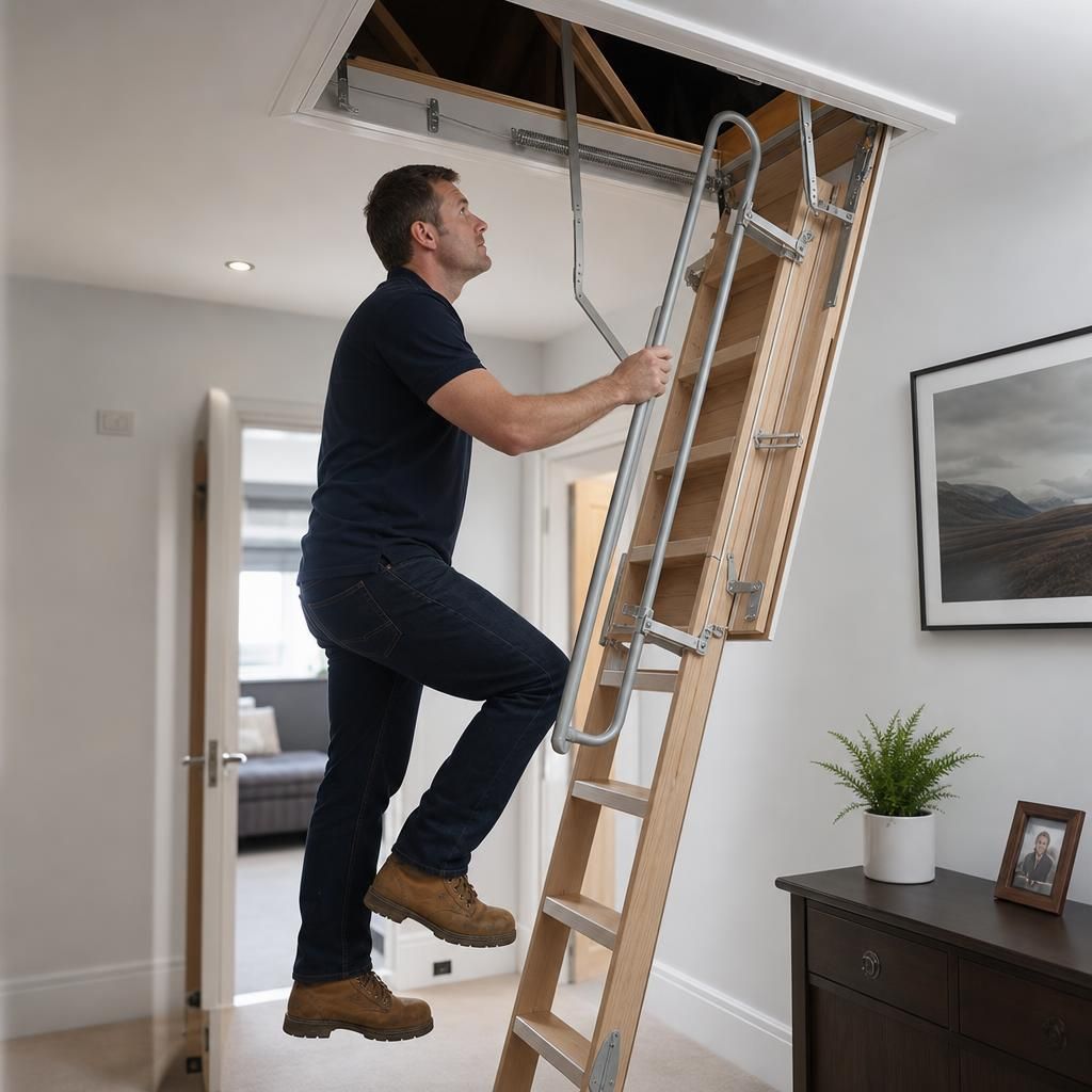 Handrail feature on a loft ladder