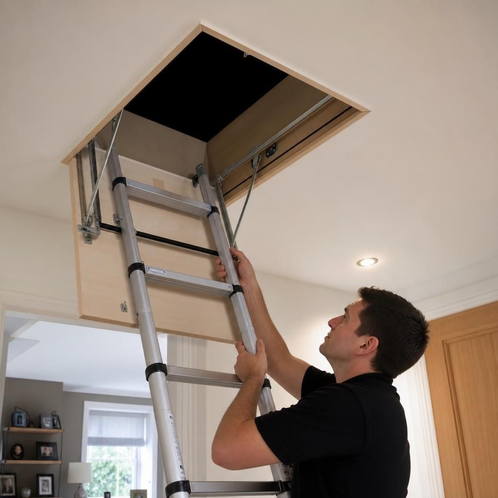Loft space with stored items