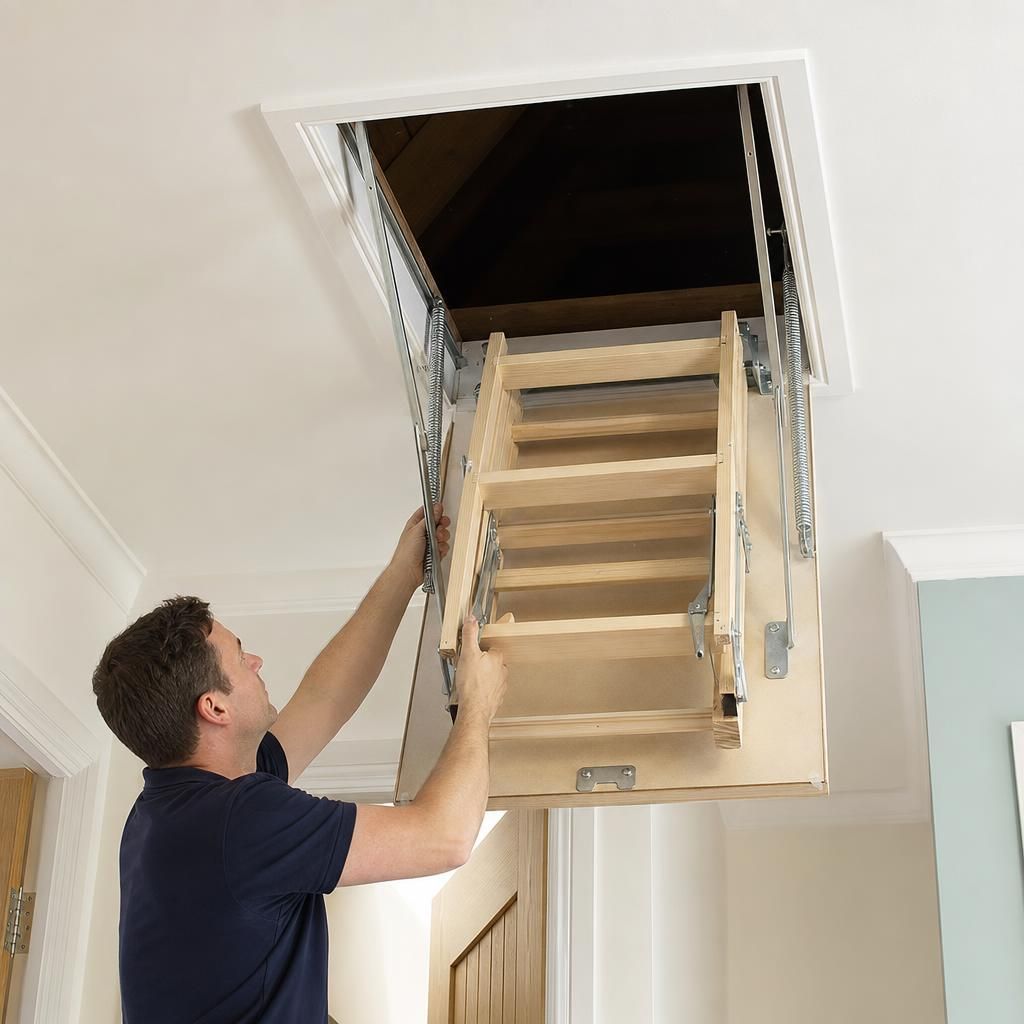 Drop-down style loft hatch