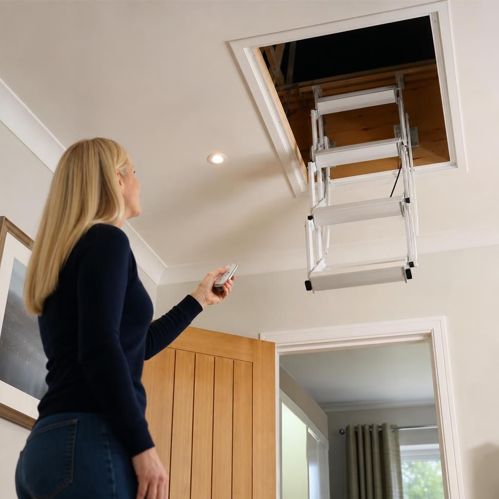 Safety features of electric loft ladders