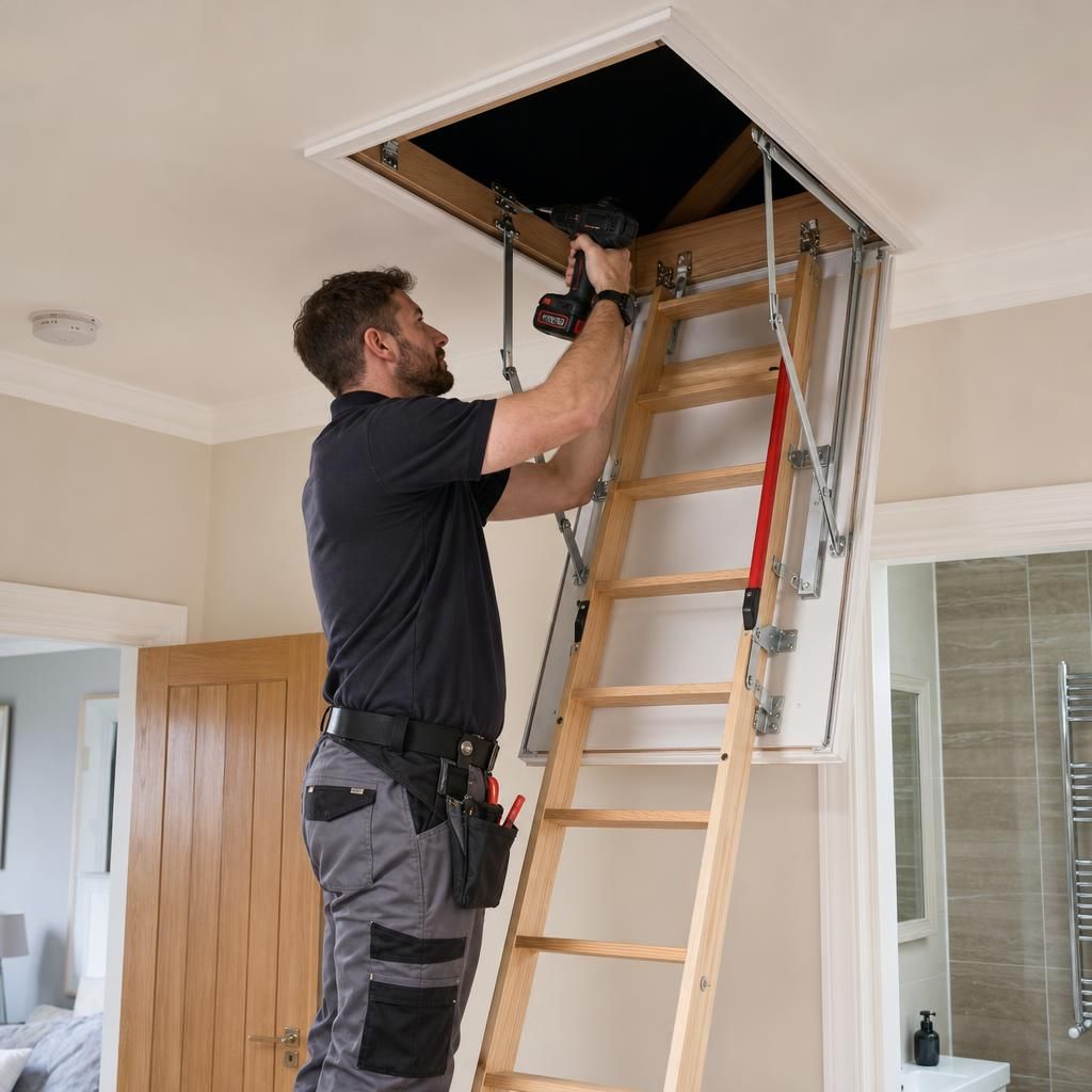Loft hatch with an aluminium ladder