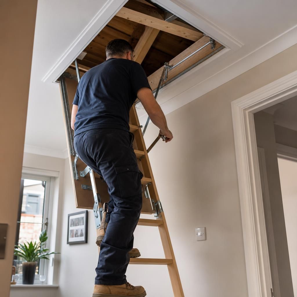 Fold-down loft hatch