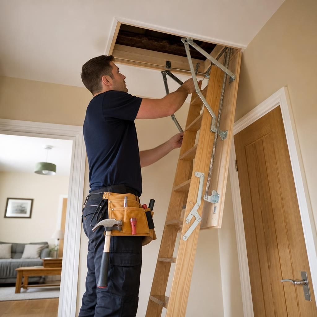 Securely installed sliding loft ladder