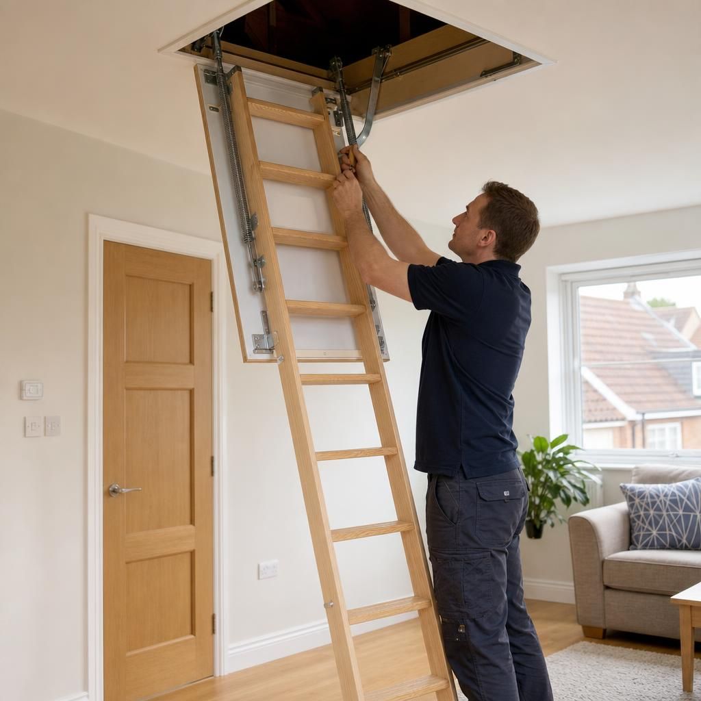 Compact telescopic loft ladder retracted