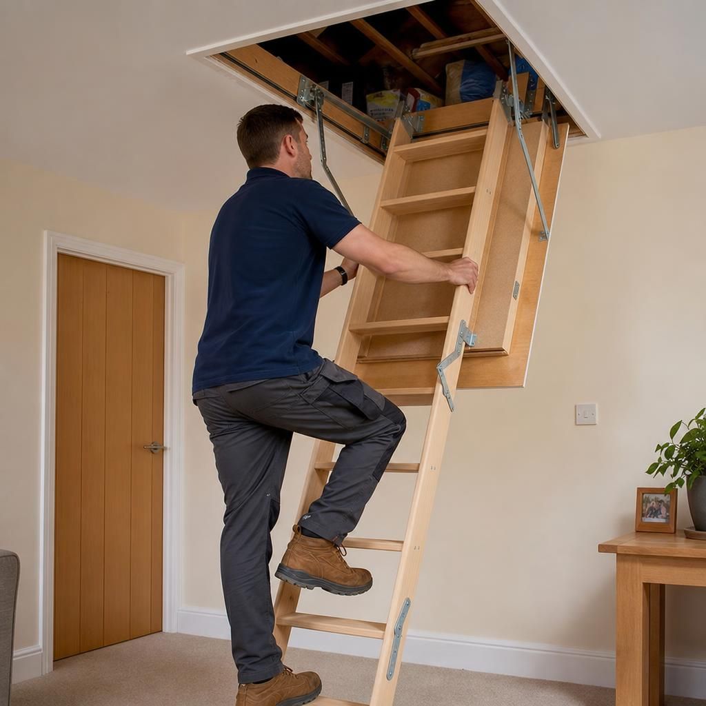 Electric loft ladder with automatic features