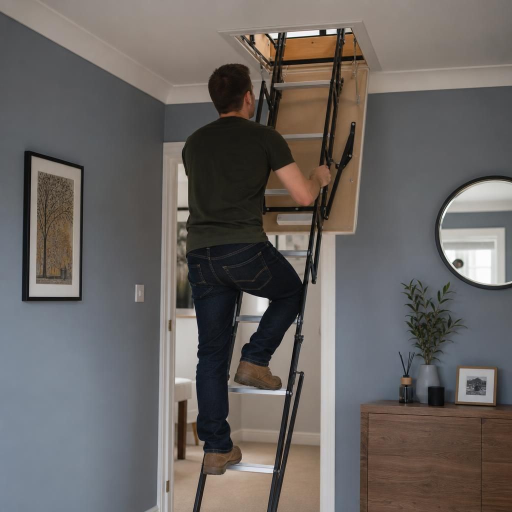 Professional installing loft ladder