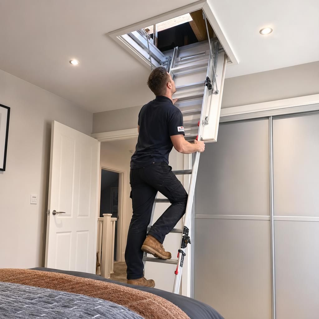 Secure hatch and ladder installation in a home loft