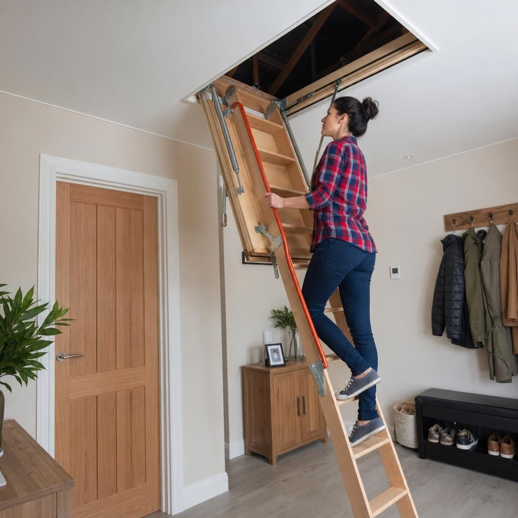 Telescopic loft ladder extended