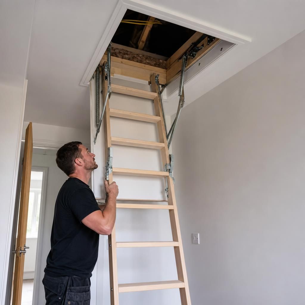 Electric loft ladder with remote control