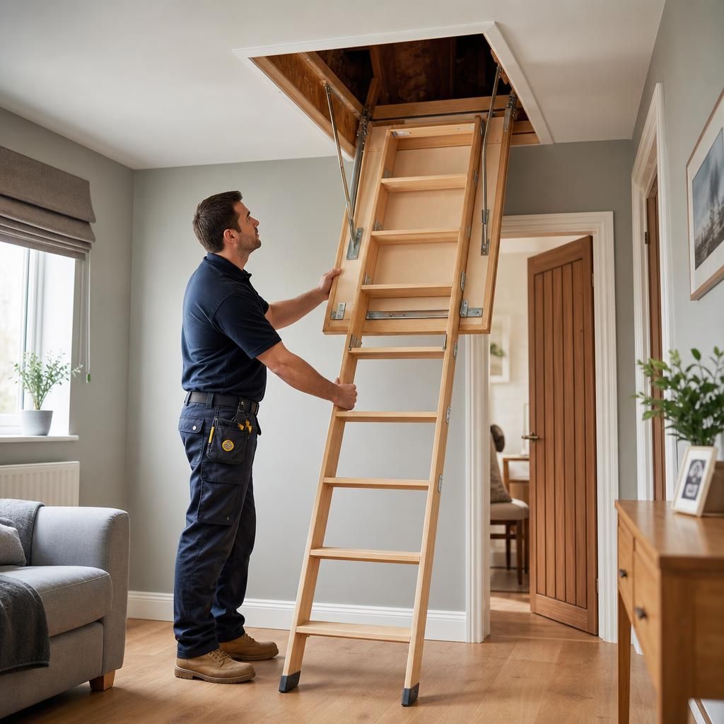 Loft ladder with safety features