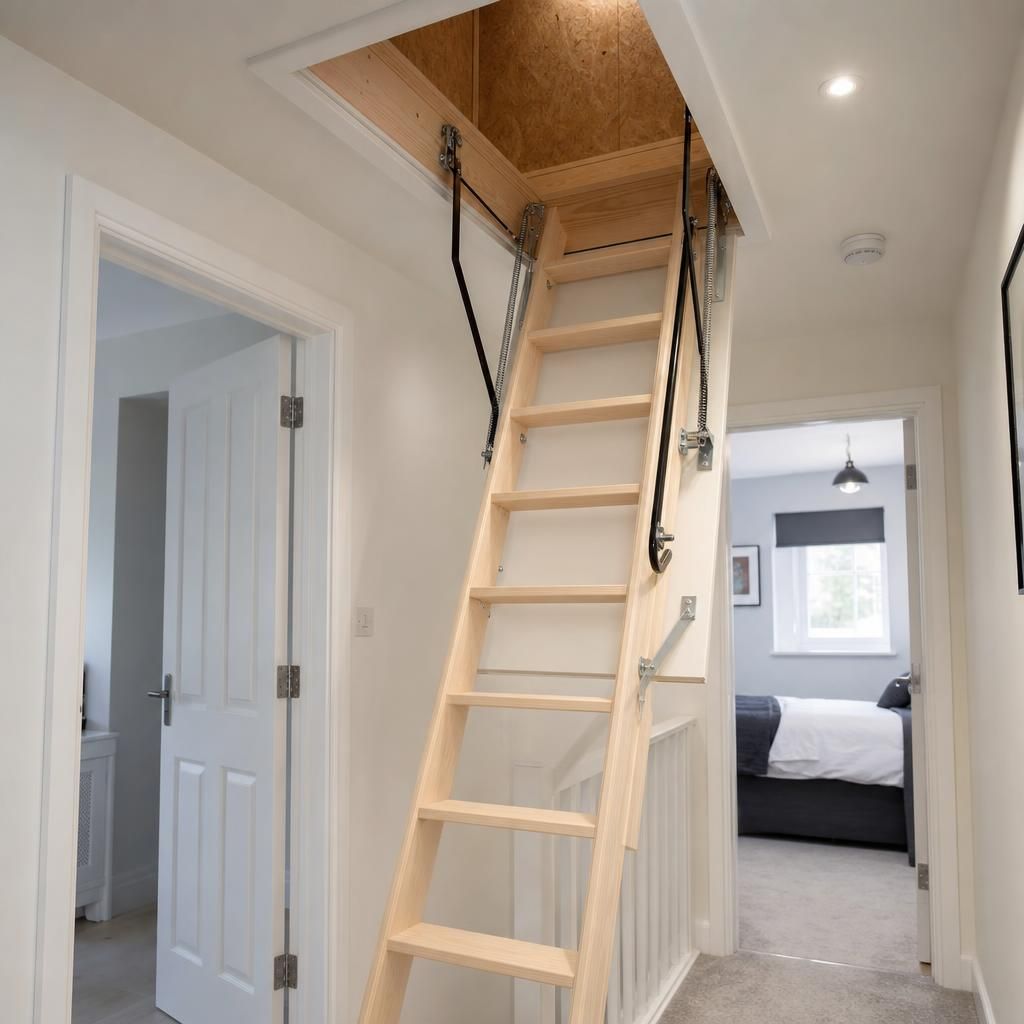Loft ladder integrated with boarding