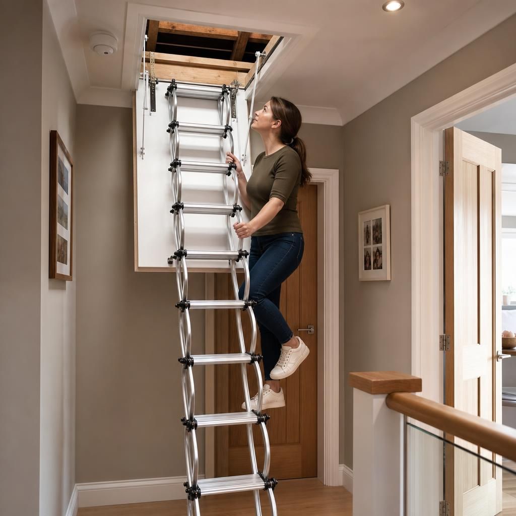 Compact design of concertina loft ladder