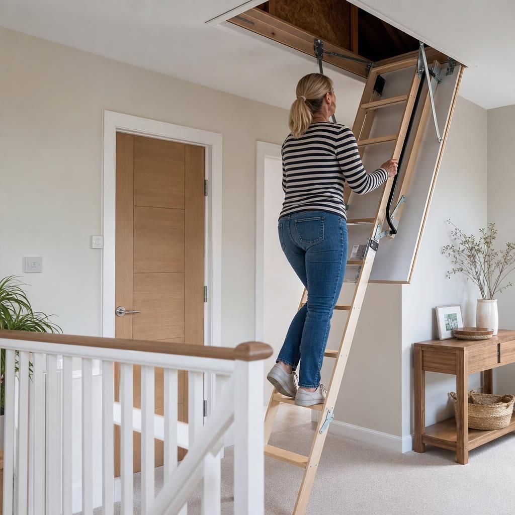 Safe installation of a folding loft ladder