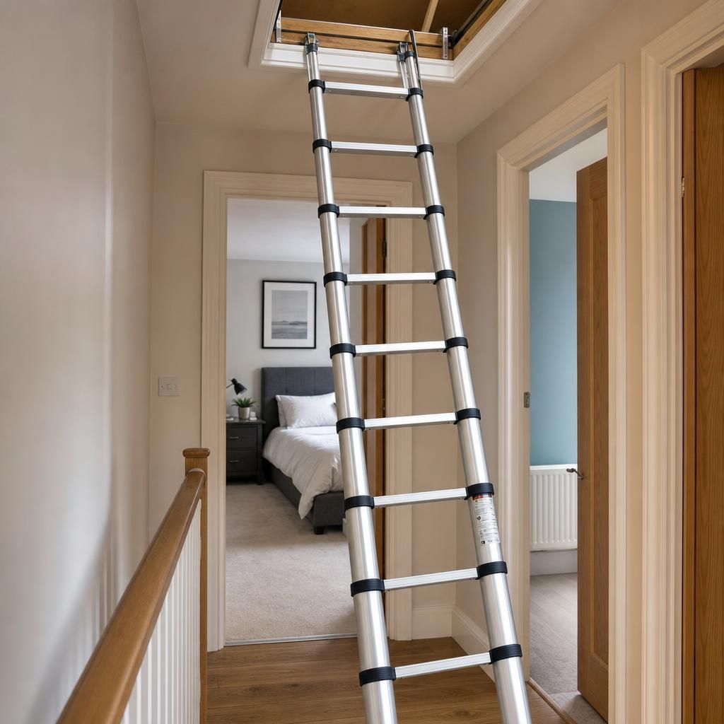 Telescopic ladder with ergonomic handrails