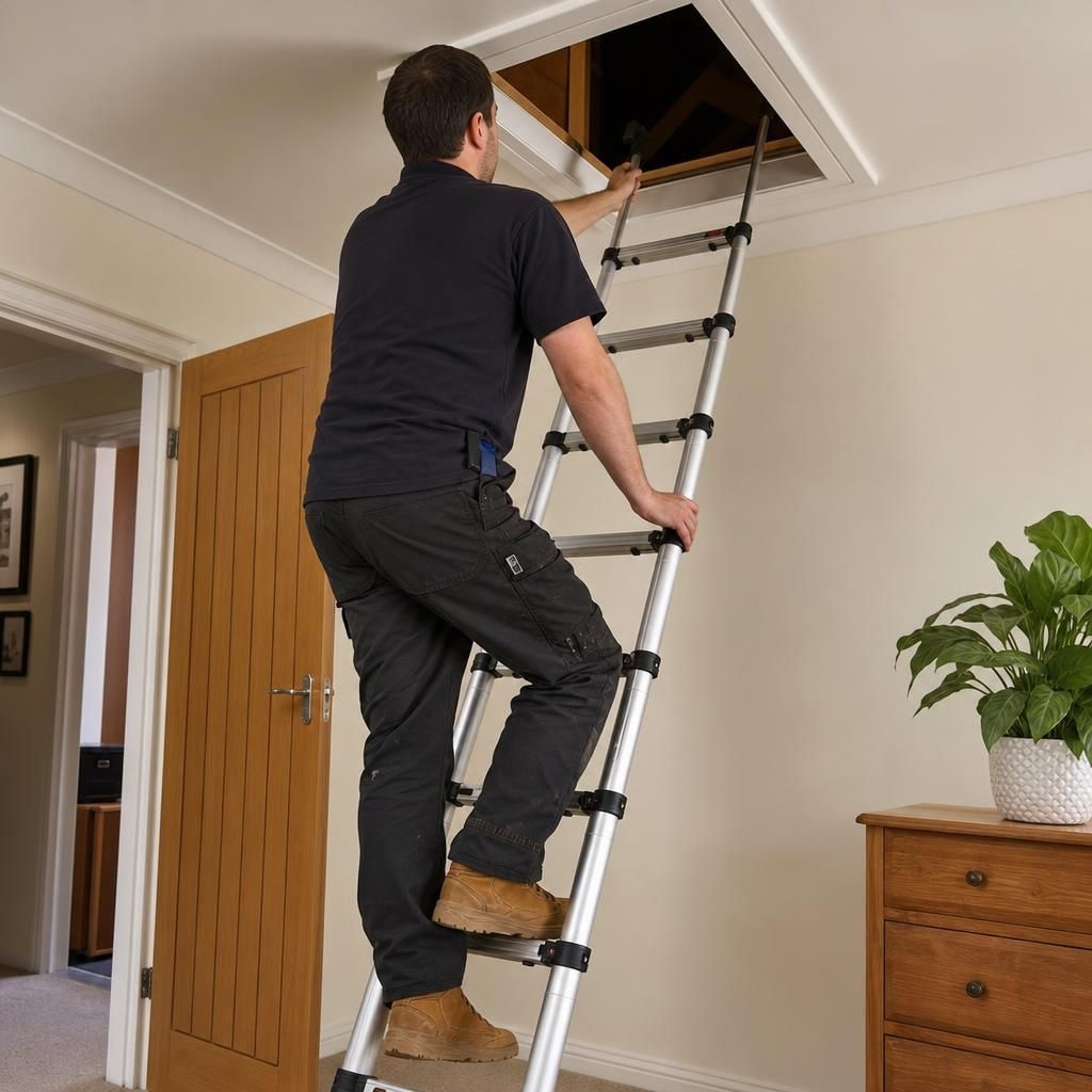 Home with a newly installed telescopic loft ladder
