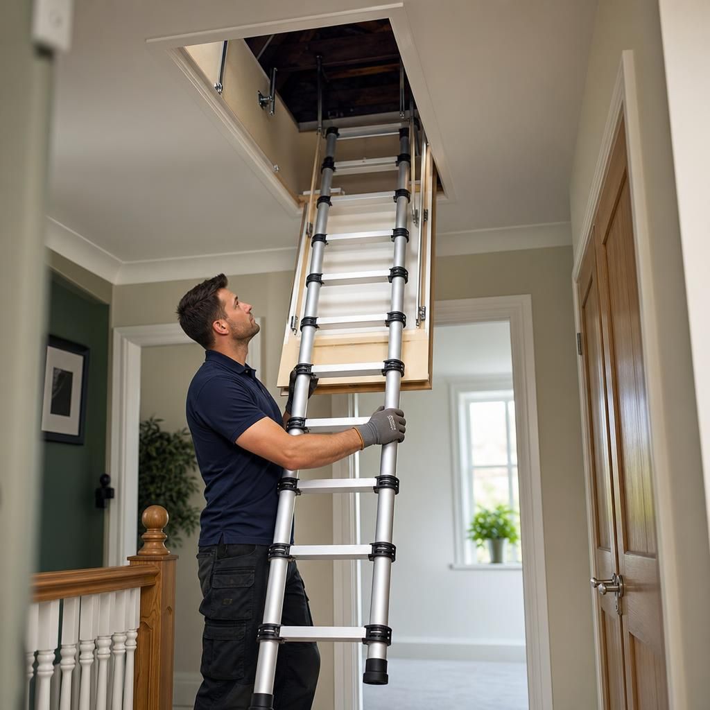 Locking mechanism detail on a telescopic ladder