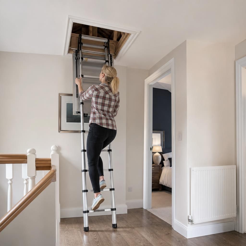 Non-slip rungs on a telescopic ladder