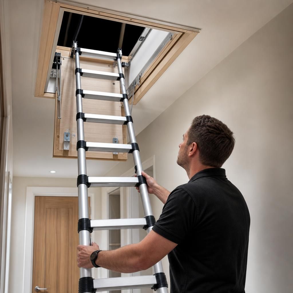 Fixed telescopic ladder installation