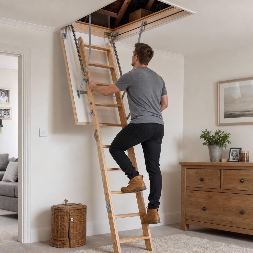 Loft Ladder with Handrail for Extra Safety