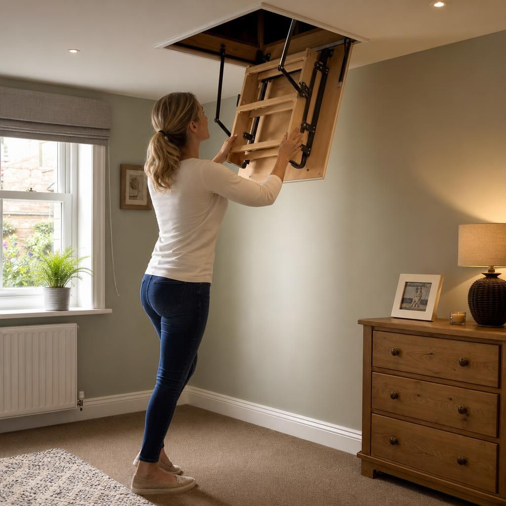 accordion foldable loft ladder