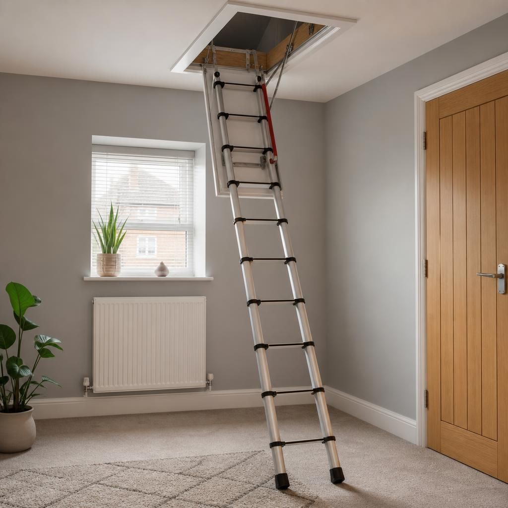 Lightweight Aluminium Loft Ladder with Attic Hatch