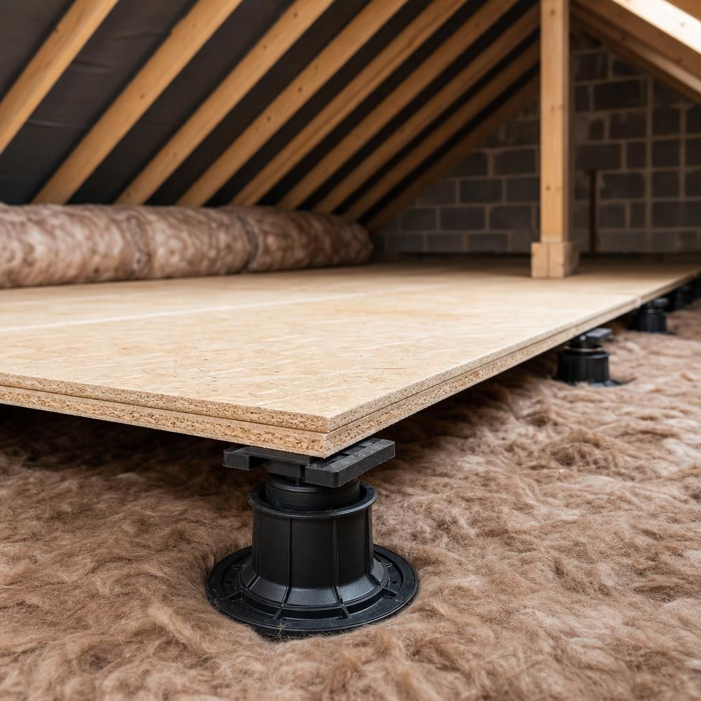 Loft space with raised flooring