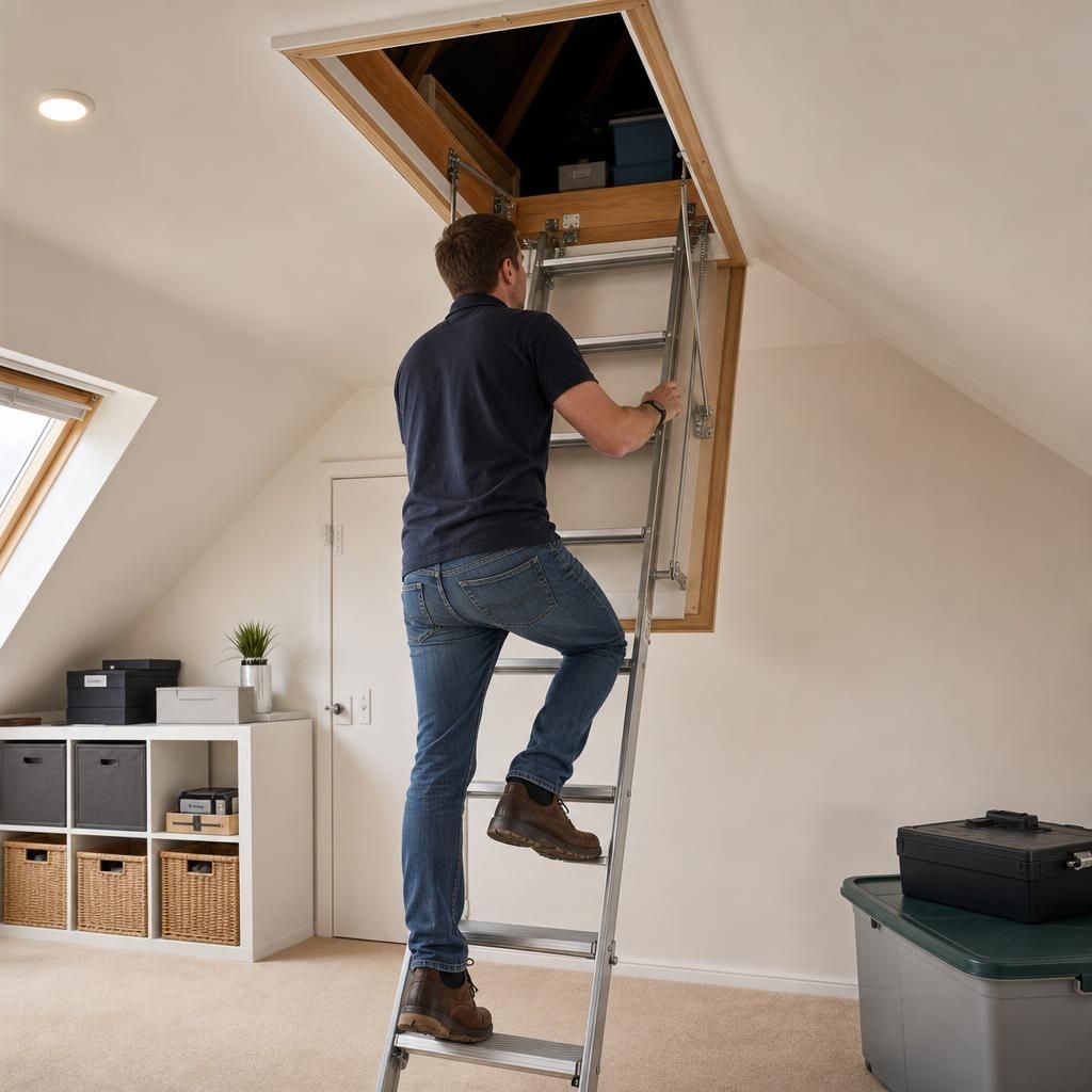 A loft ladder with a secure locking latch