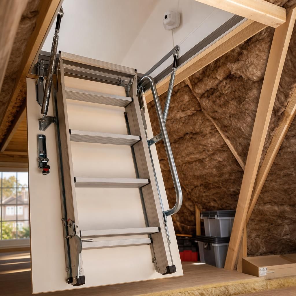 Non-slip steps on a loft ladder