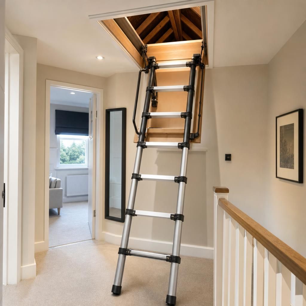 Fire-rated loft hatch in a ceiling