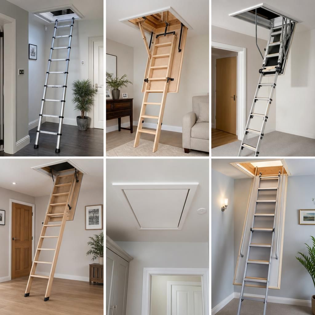 Loft ladder with secure handrails