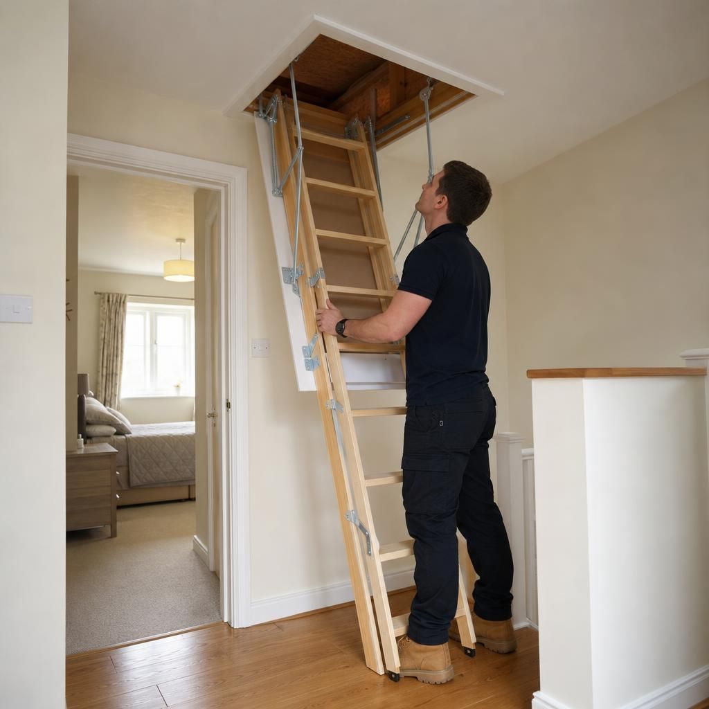 Anti-slip treads on a loft ladder