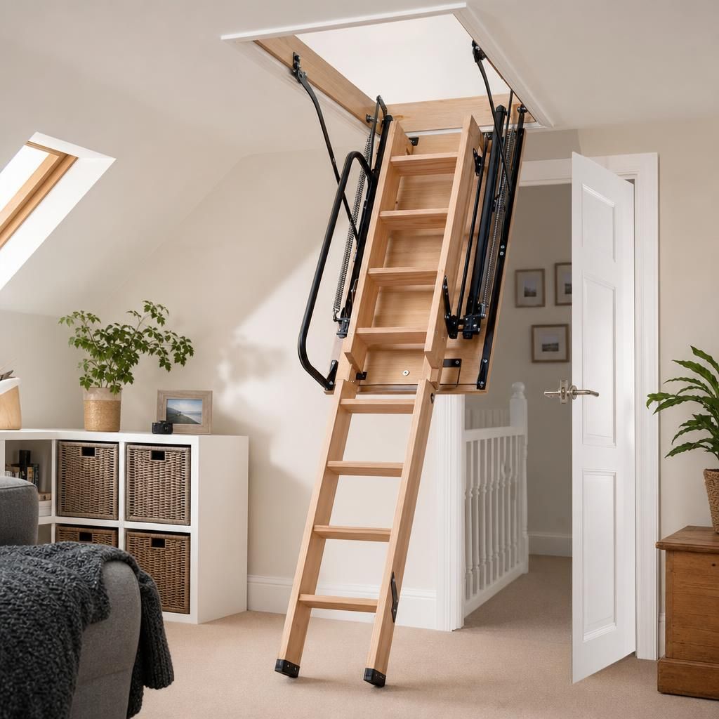 Safety features on a loft ladder