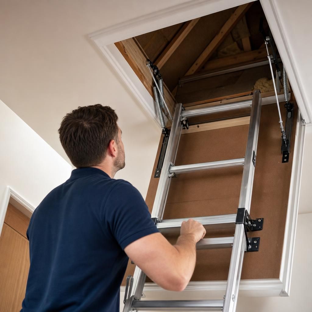 Metal ladder under different weather conditions
