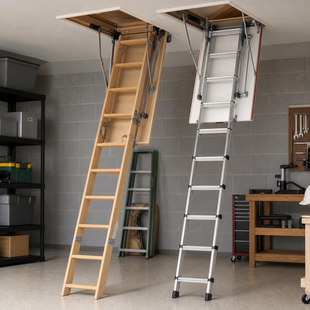 Modern metal loft ladder